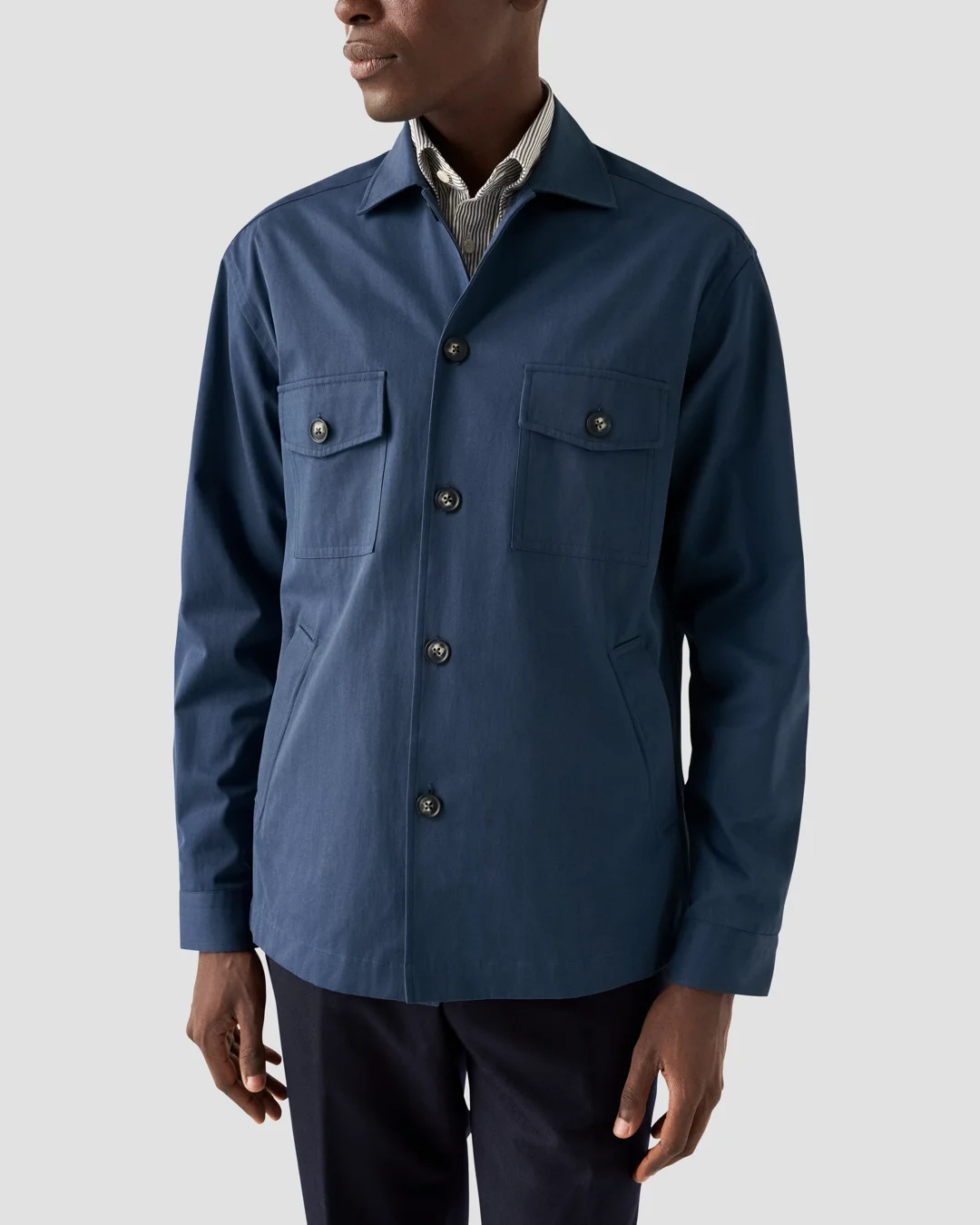 Navy Heavy Twill Overshirt - Eton