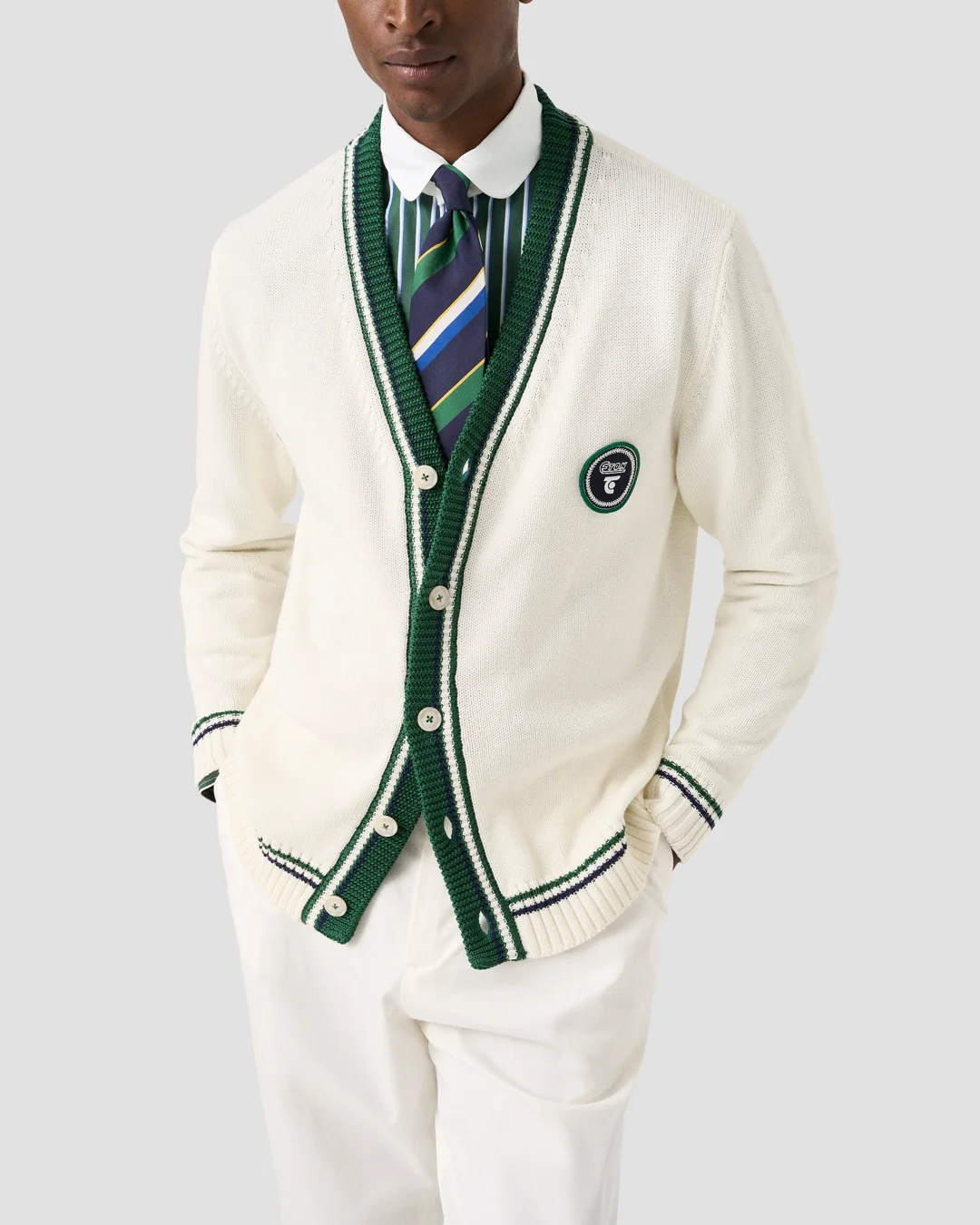 Eton x Tretorn Cotton V Neck Cardigan - Eton