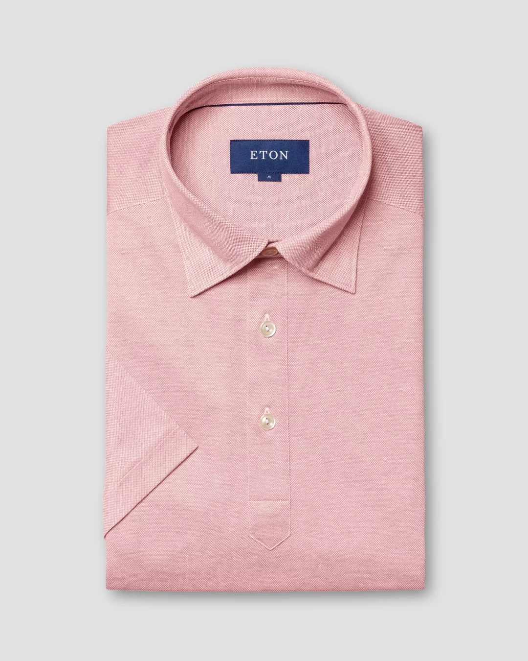 Pink Oxford Piqué Polo Shirt - Short Sleeve - Eton