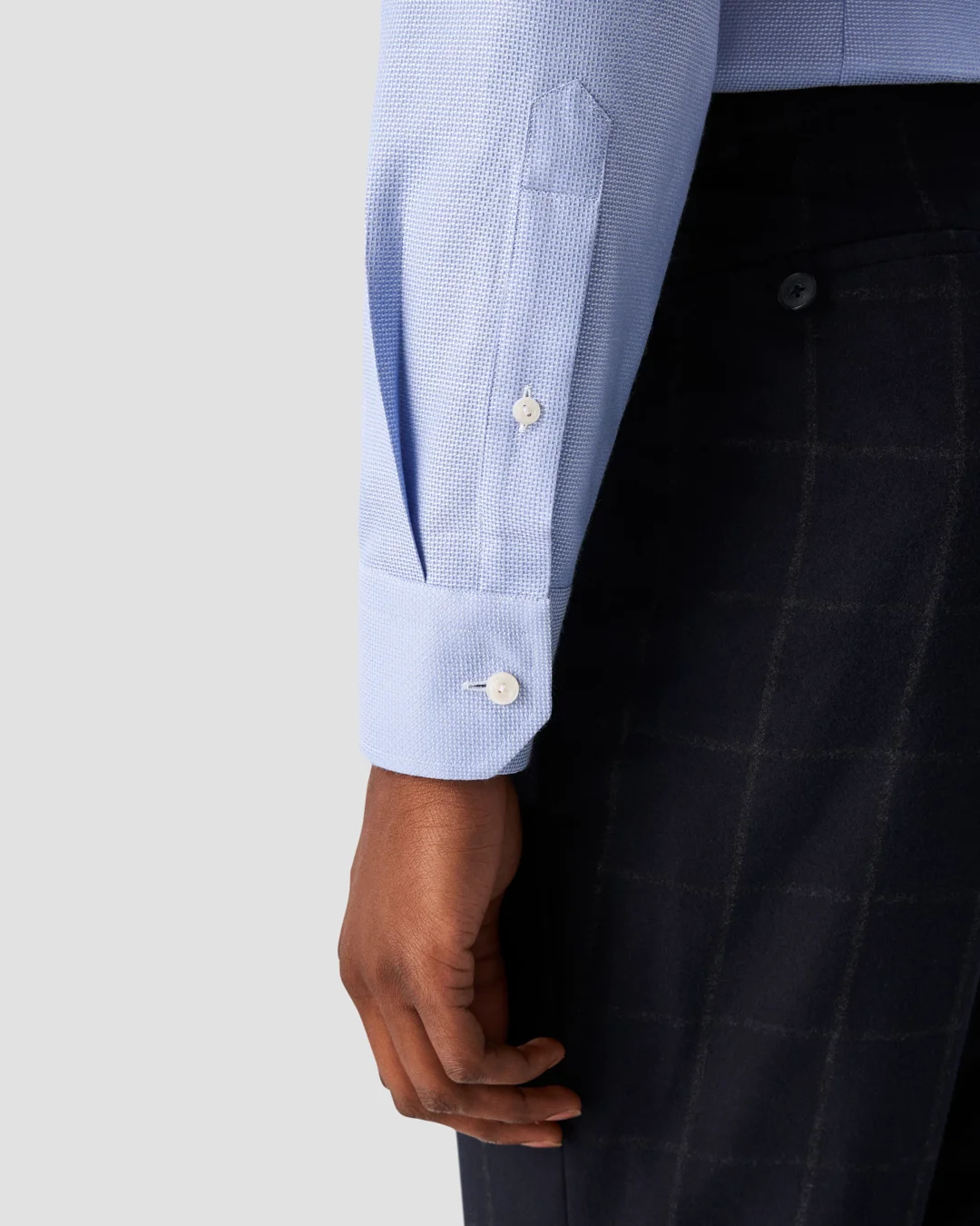 Light Blue striped poplin cotton Dress Shirt with pockets