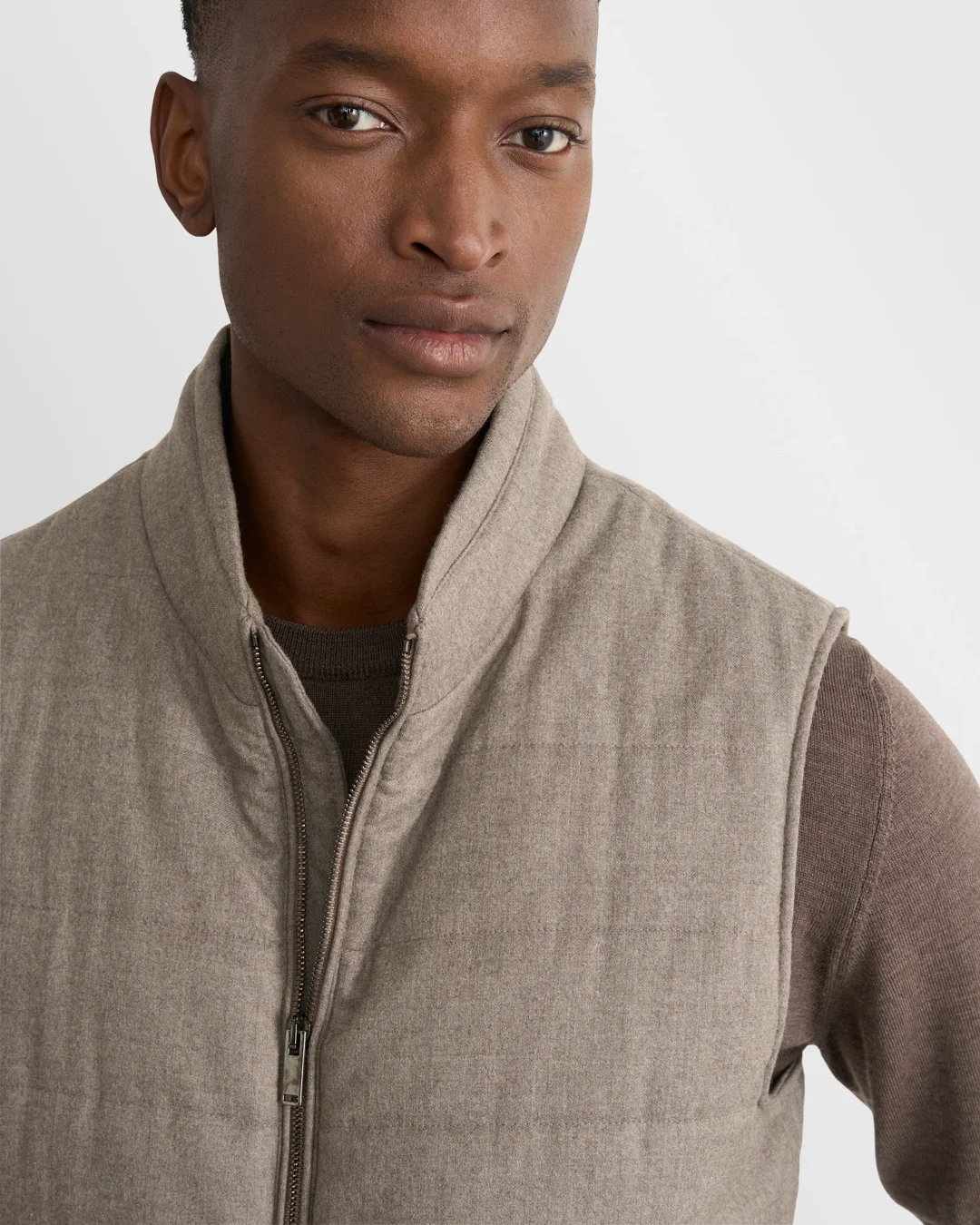 Wool Flannel Zip Vest - Eton