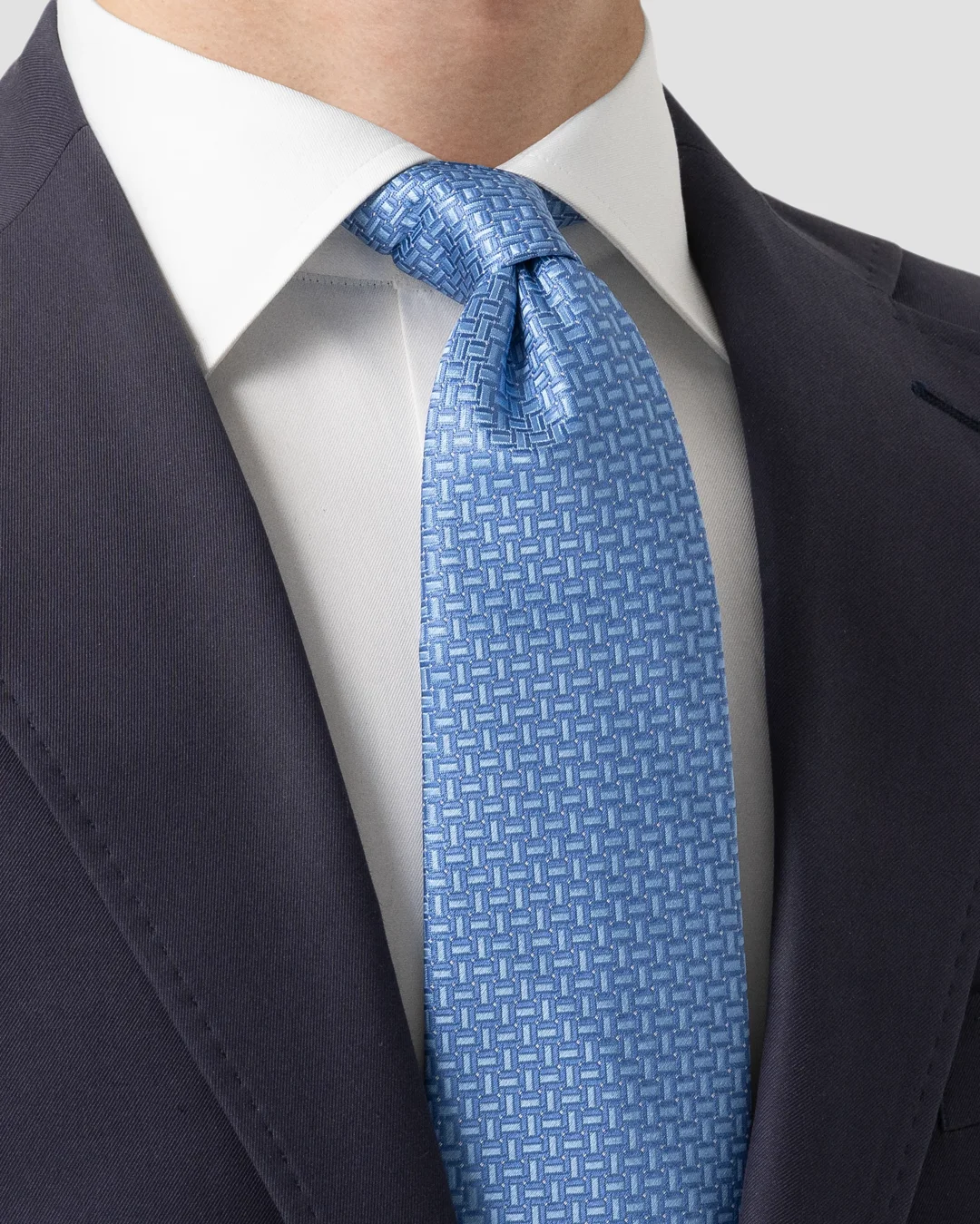 Light Blue Geometric Print Silk Tie