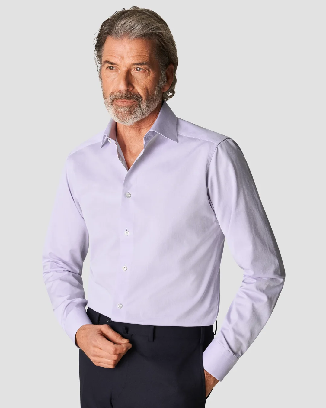 Purple Fine Piqué Shirt - Eton