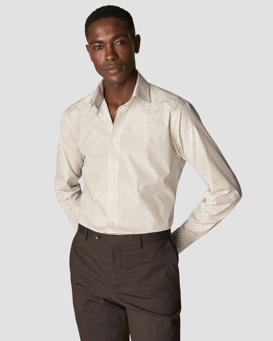 Reg Poplin Shirt Grey Beige