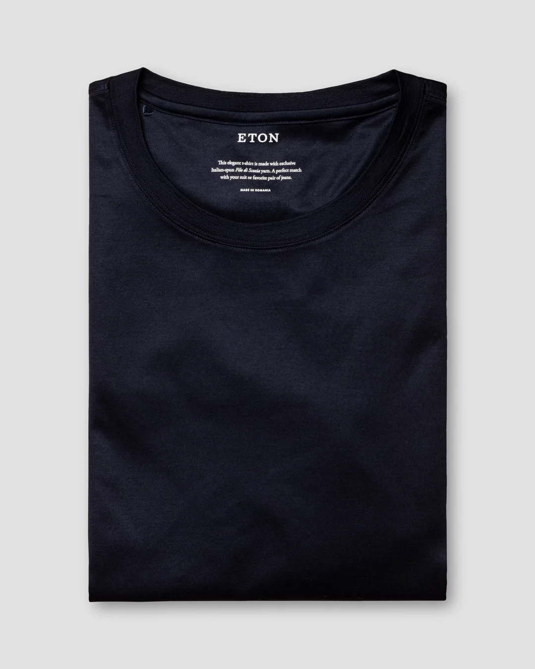 Navy Filo di Scozia T-Shirt - Long Sleeve - Eton