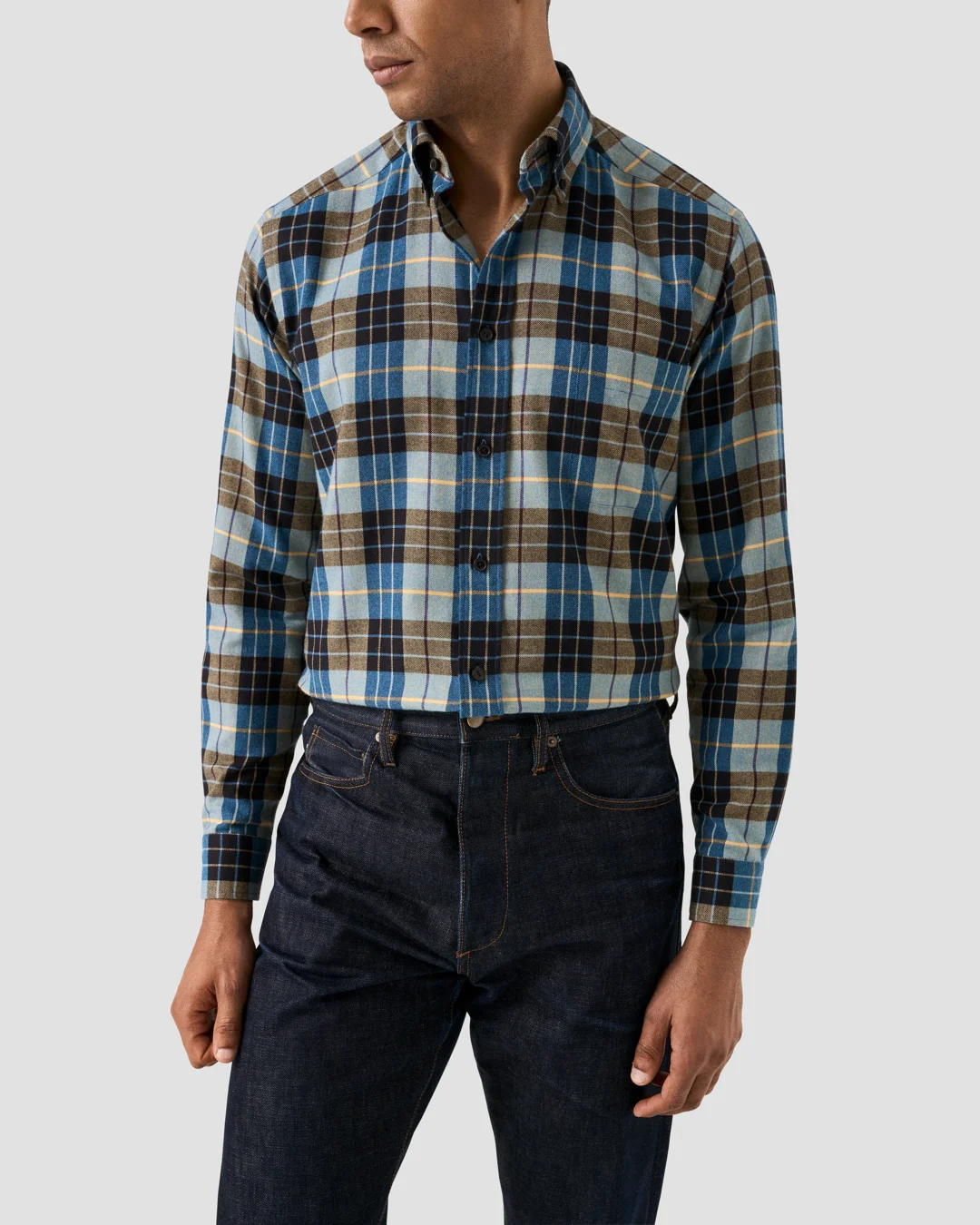 SAINT M×××××× BB_FLANNEL CHECKSHIRT BLUE SAINT Mxxxxxx Check Flannel Shirt | Light Blue | SVD USA