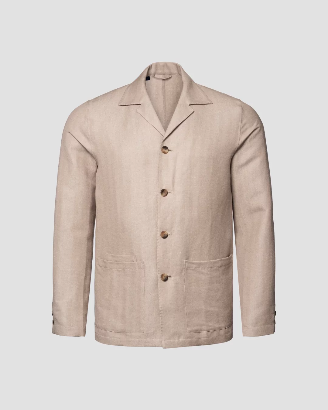 Light Brown Herringbone Linen Wool Cashmere Overshirt - Eton