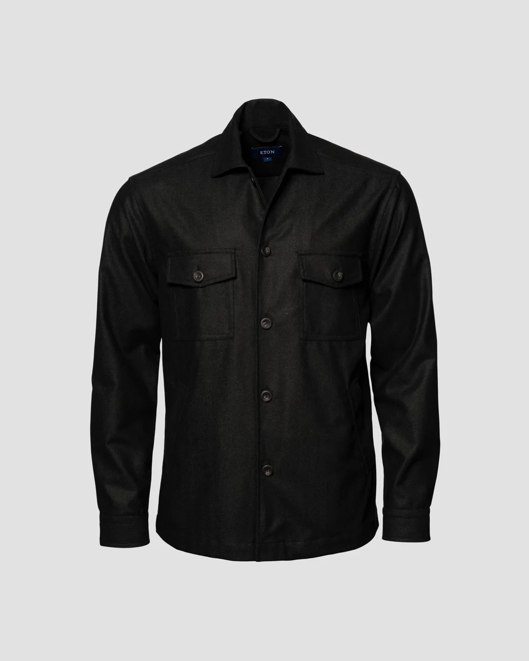 Dark Green Herringbone Wool-Cashmere Flannel Overshirt - Eton