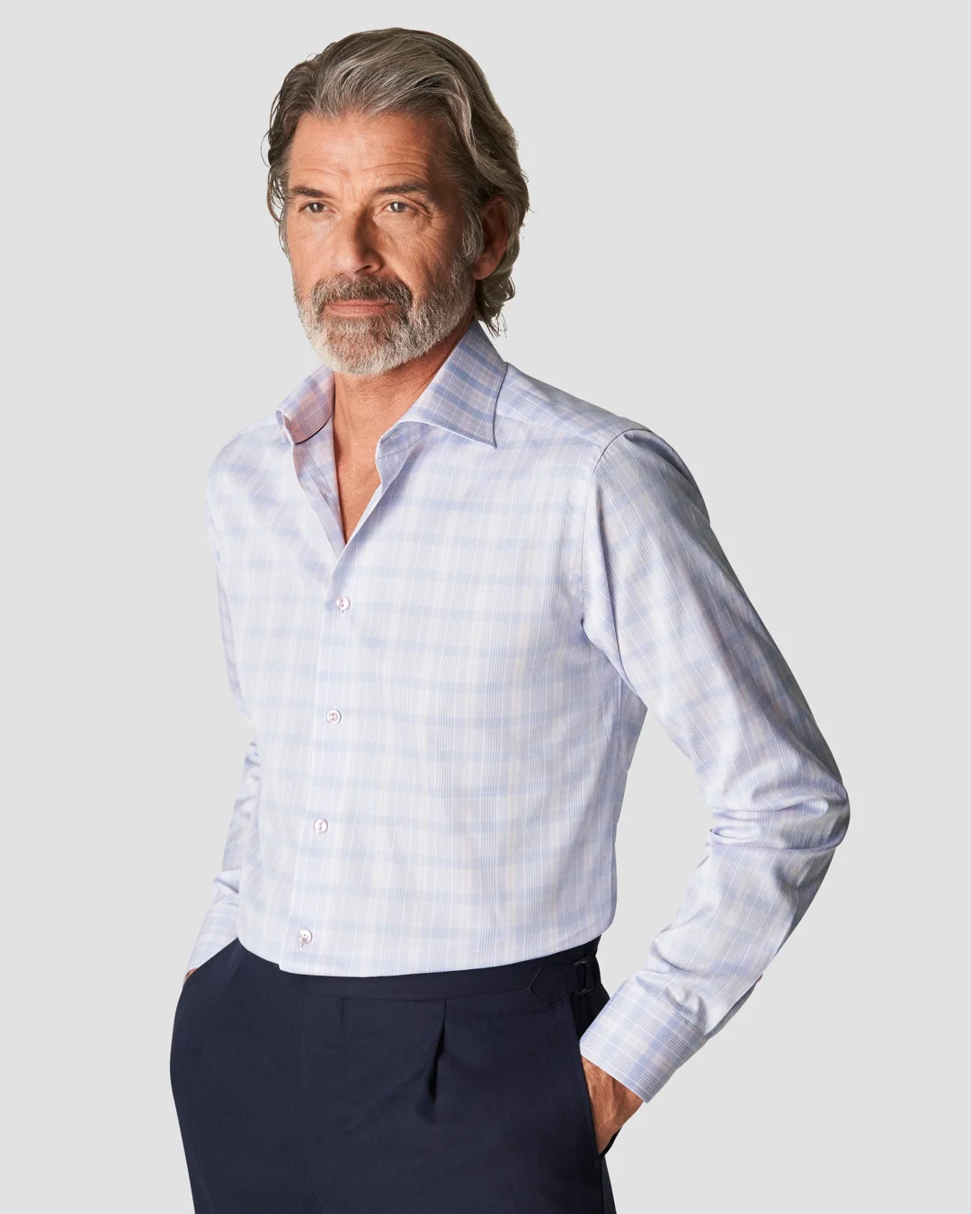 Light Pink Prince Of Wales Checked Signature Twill Shirt Eton