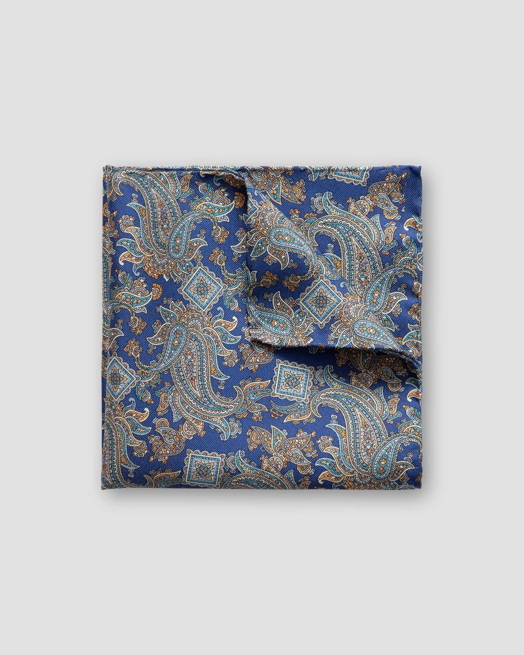 Silk Paisley Pocket Square | Blue/Khaki