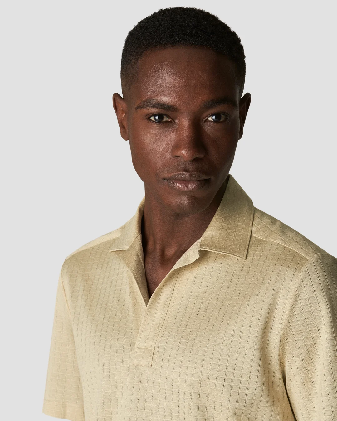 【stein】 Polo Half Sleeve Shirt 20ss Light Brown Filo di Scozia Jacquard Half Zip Polo Shirt - Eton