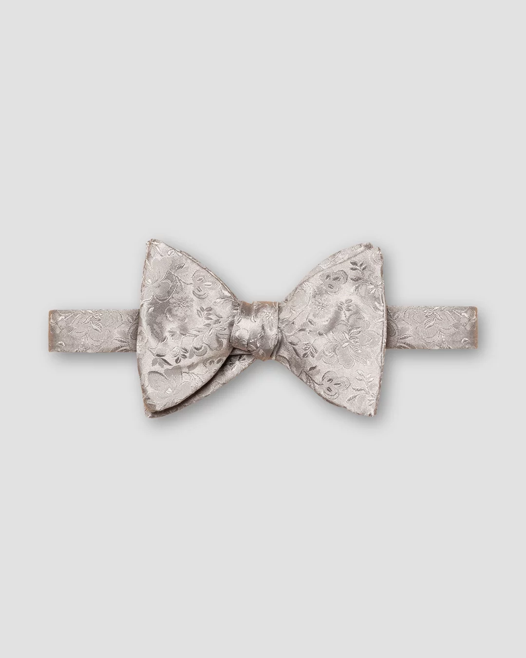 Light Gray Floral Jacquard Silk Bow Tie — Self Tied