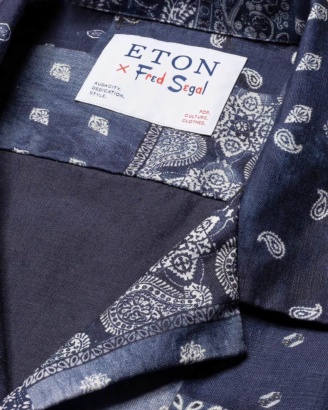 Navy Patchwork Bandana Resort Shirt - Eton