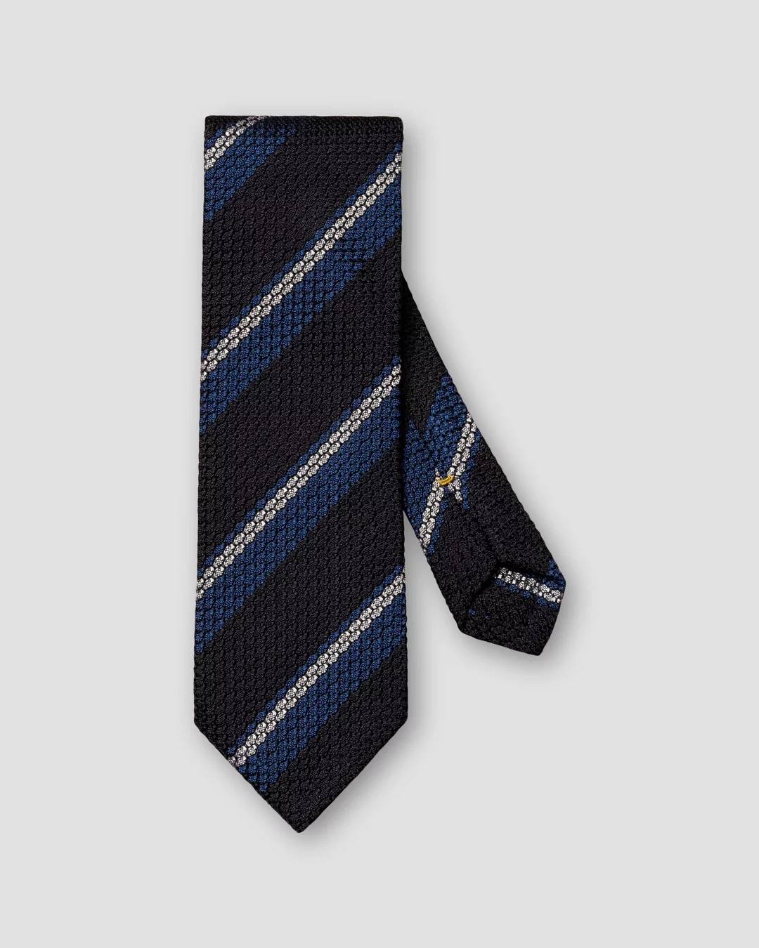 Navy Striped Grenadine Silk Tie - Eton