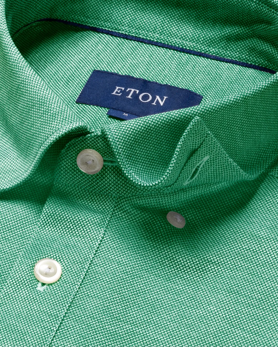 Green Oxford Piqué Polo Shirt - Short Sleeve - Eton