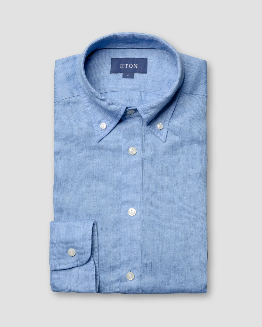 Blue luxe linen popover shirt - Eton