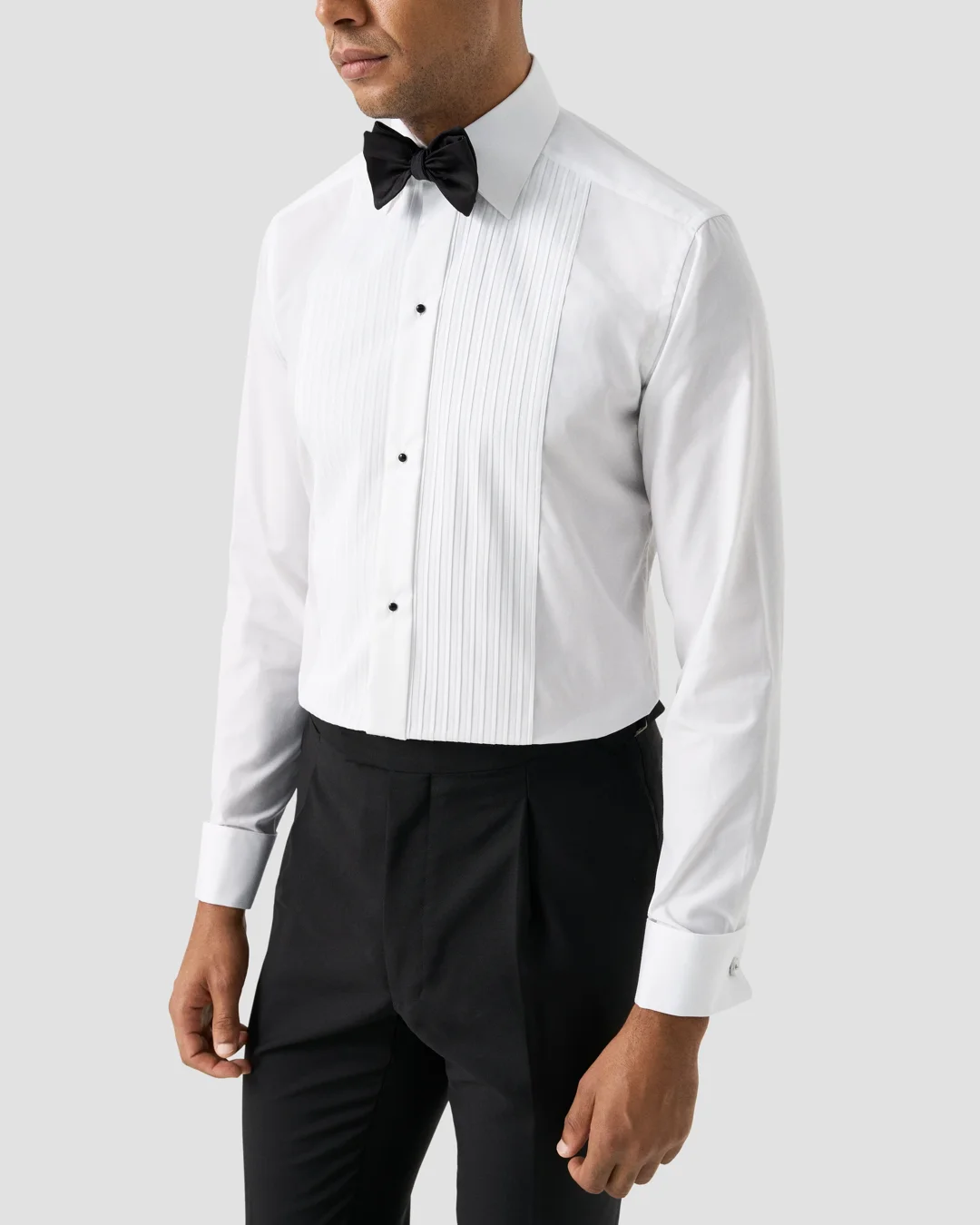 White Plissé Tuxedo Shirt - Eton