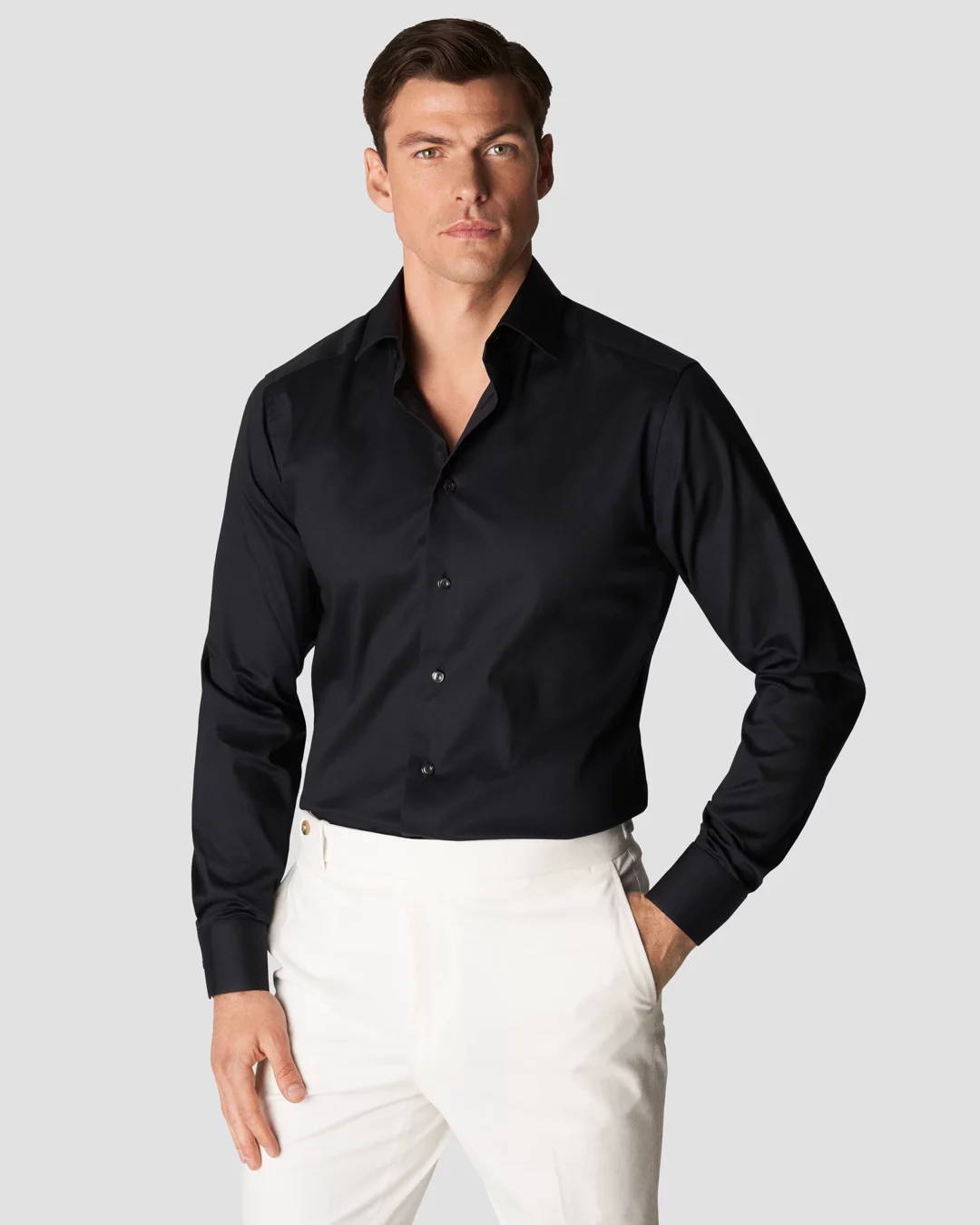 Black Stretch Twill Shirt - Eton