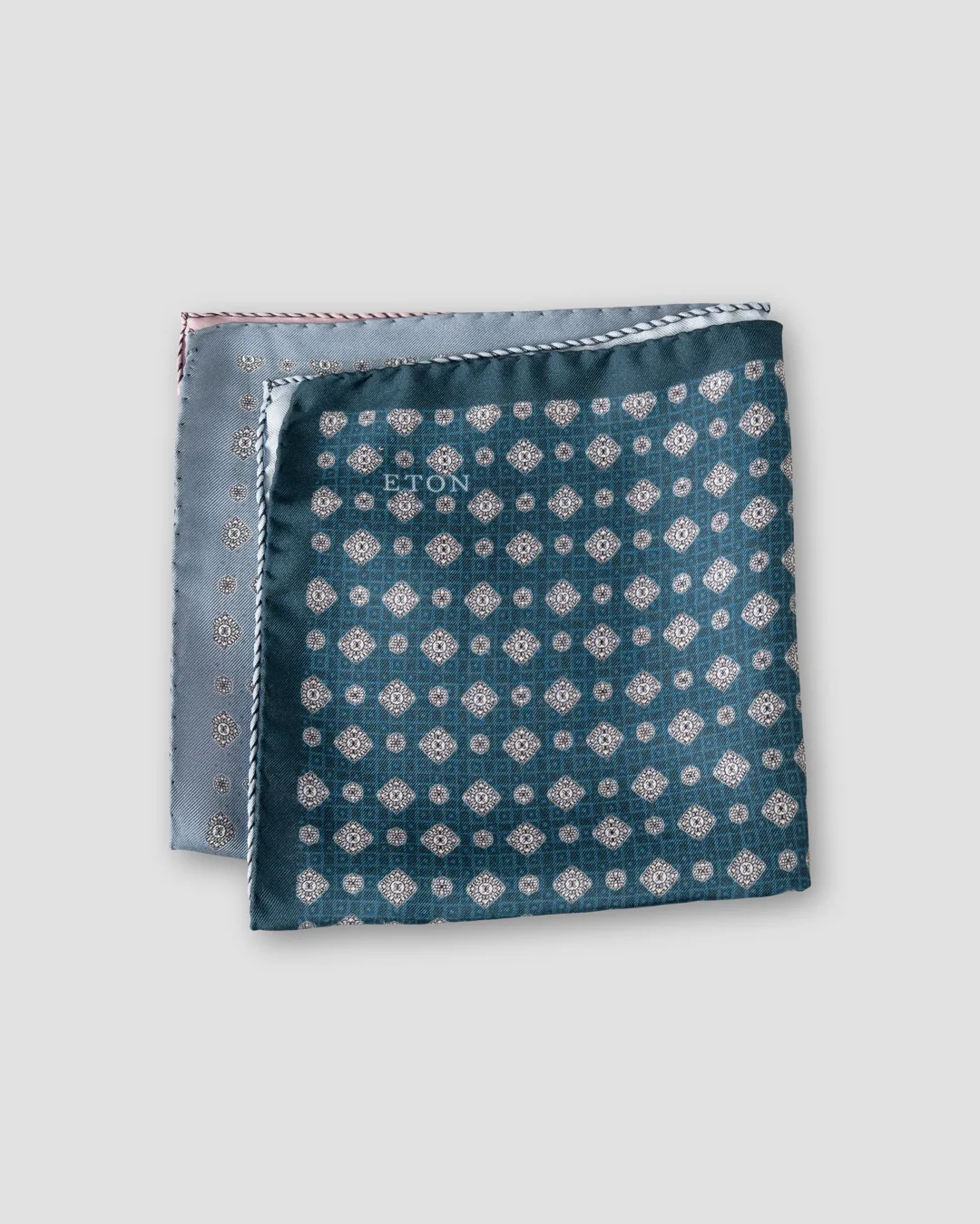 Navy Four-Side Silk Pocket Square - Eton Navy Four-Side Silk Pocket Square - Eton