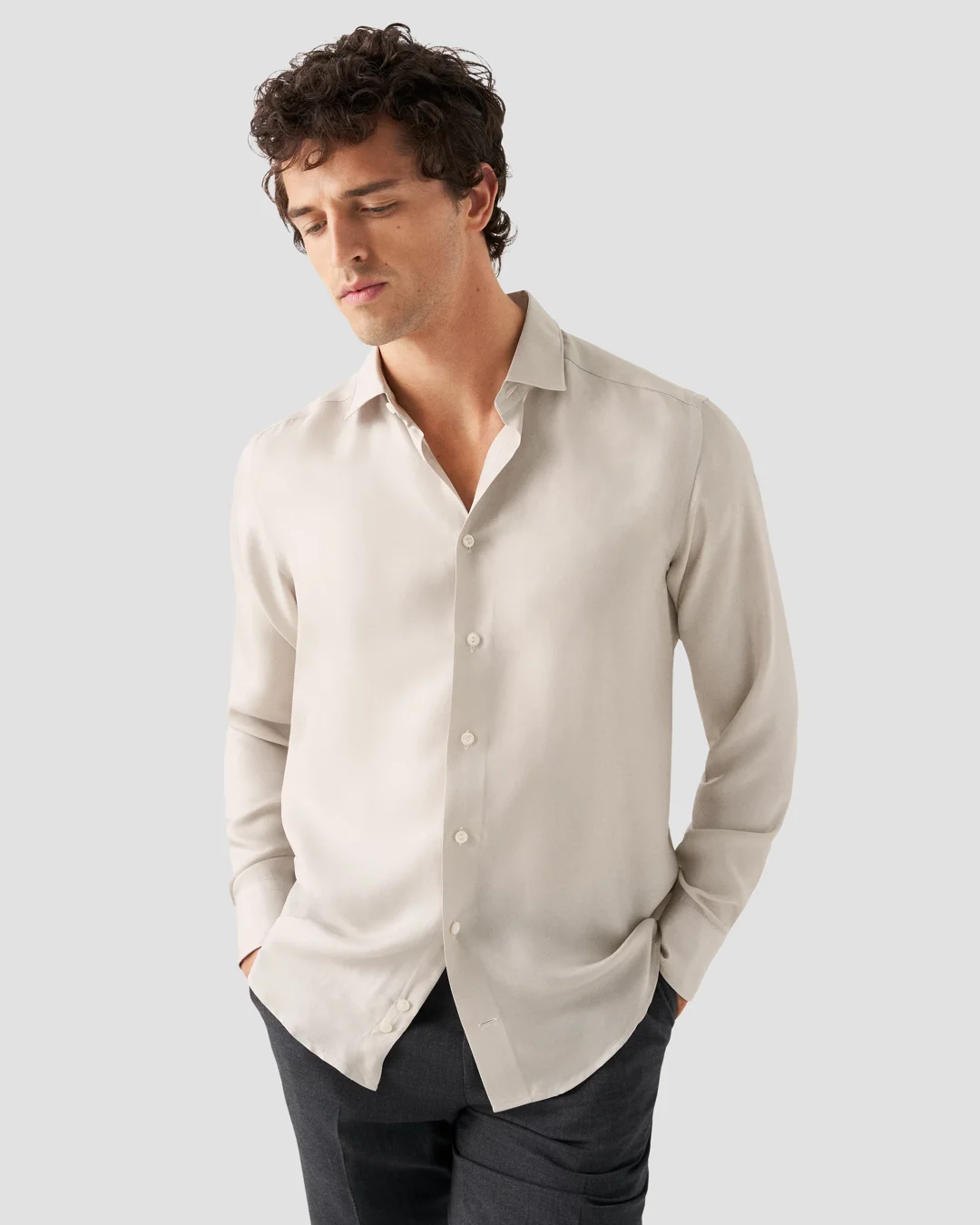 Light Gray Silk Twill Shirt