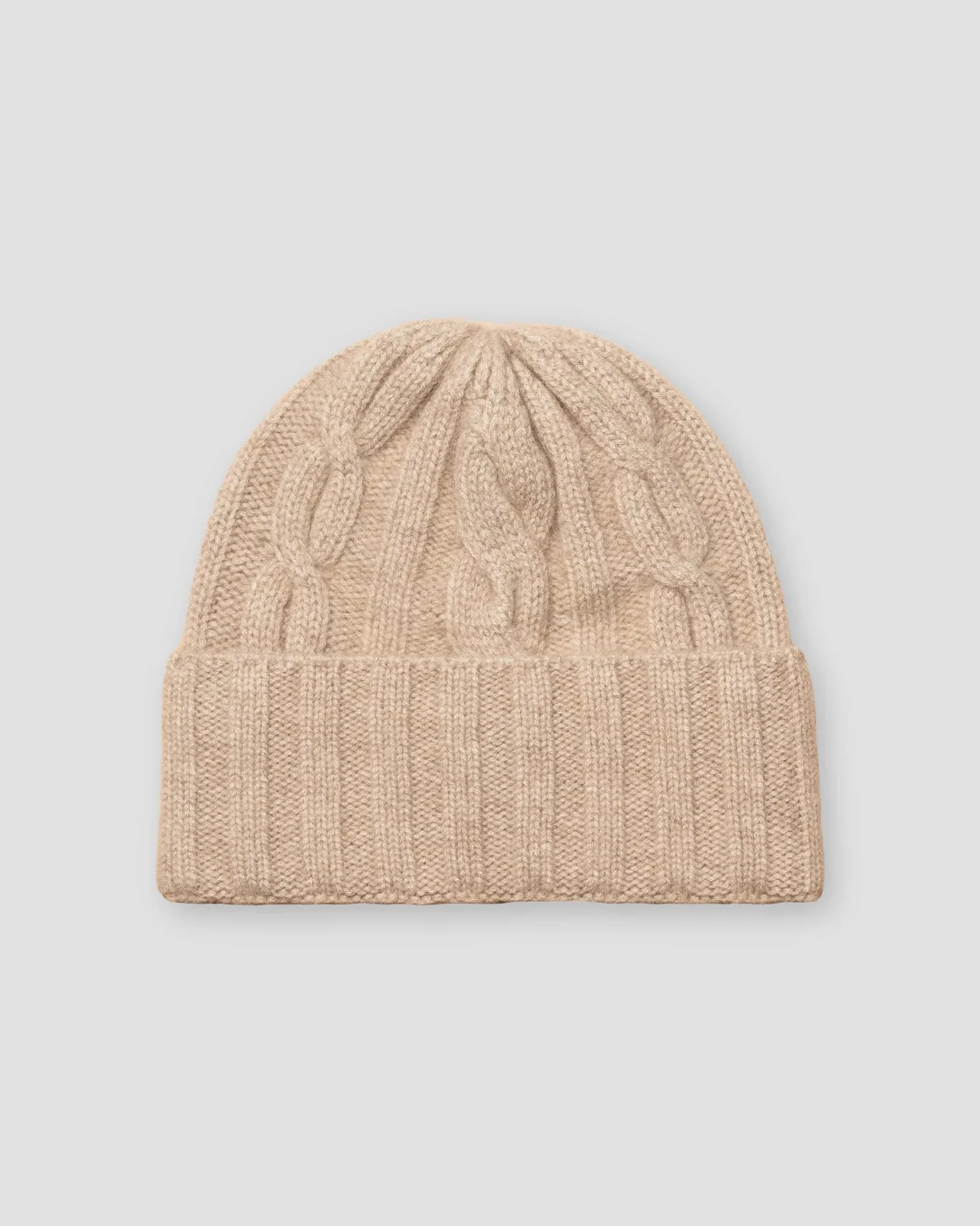 Beige Cable Knit Cashmere Beanie Eton