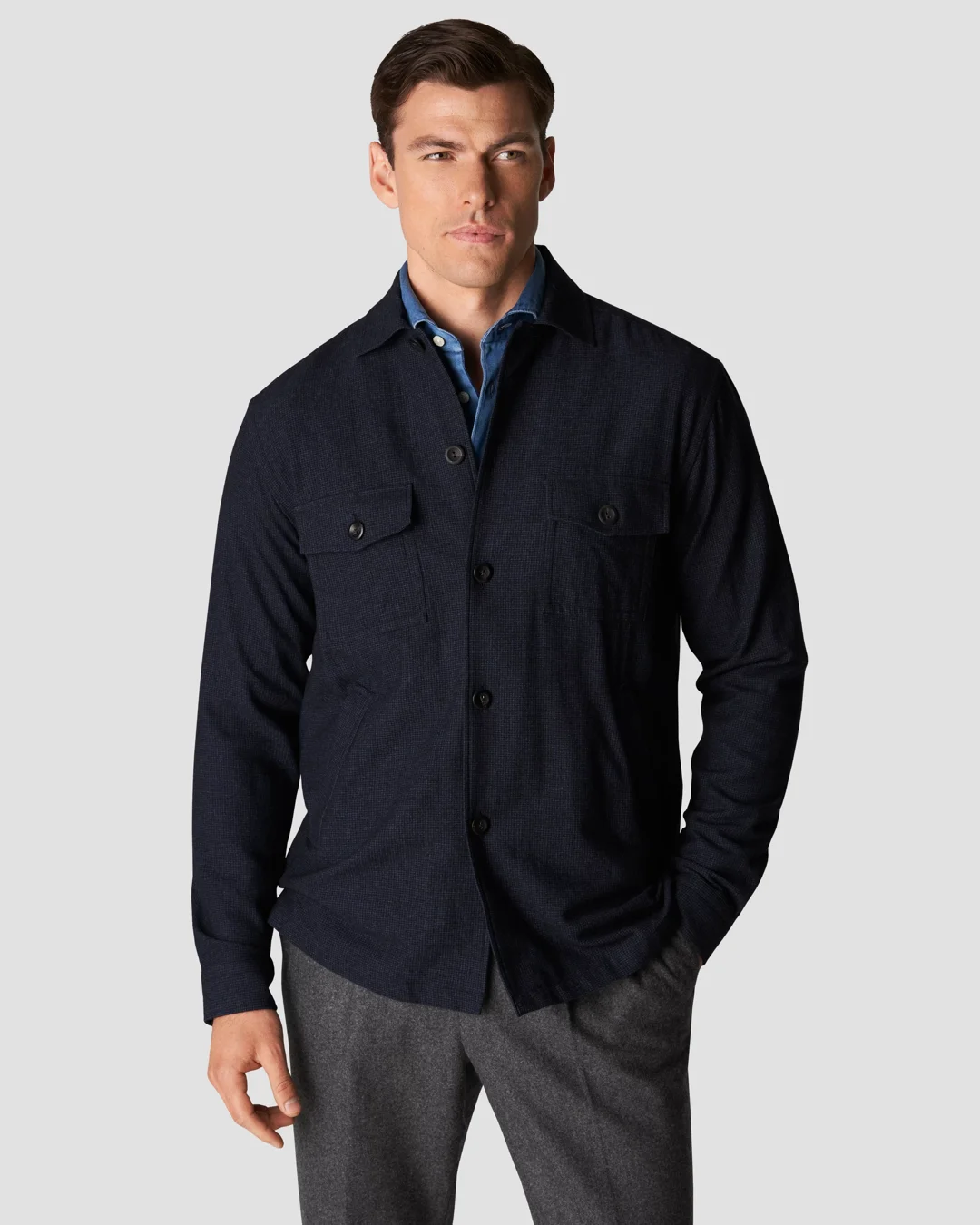 Montréal Wool Overshirt Jacket - Navy