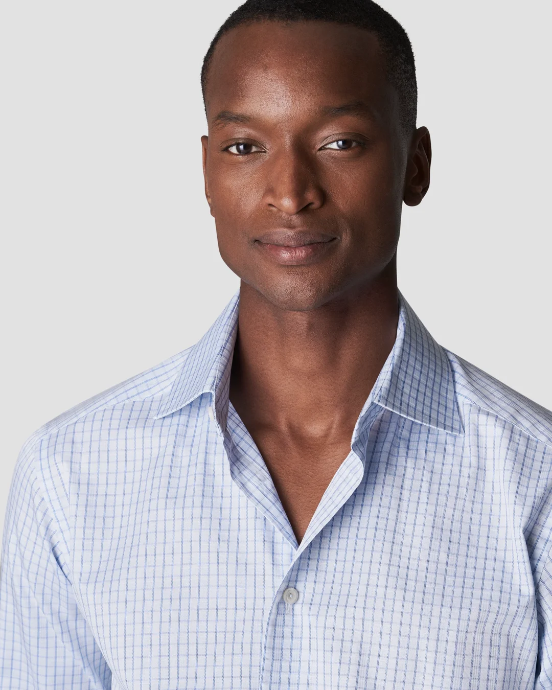Light Blue Three Color Checked Signature Twill Shirt - Eton Light Blue Three Color Checked Signature Twill Shirt - Eton