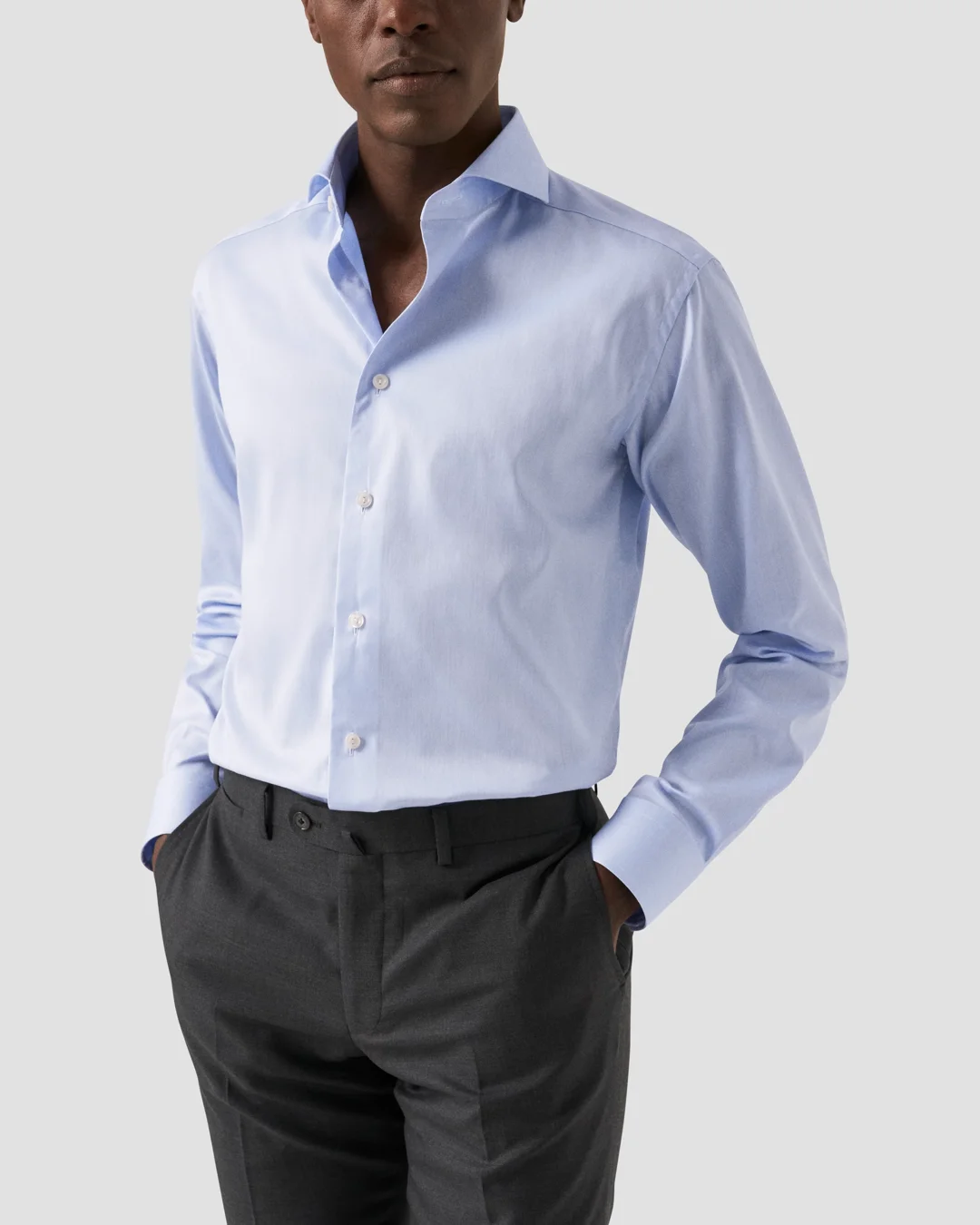 Light Blue Signature Twill Shirt - Extreme Cut Away - Eton