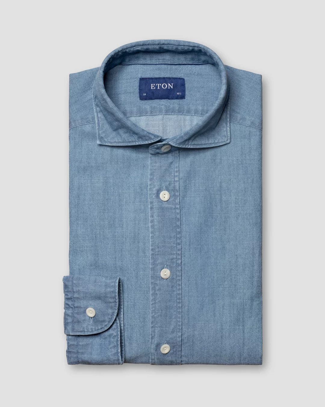 Light Blue Denim Twill Shirt - Eton