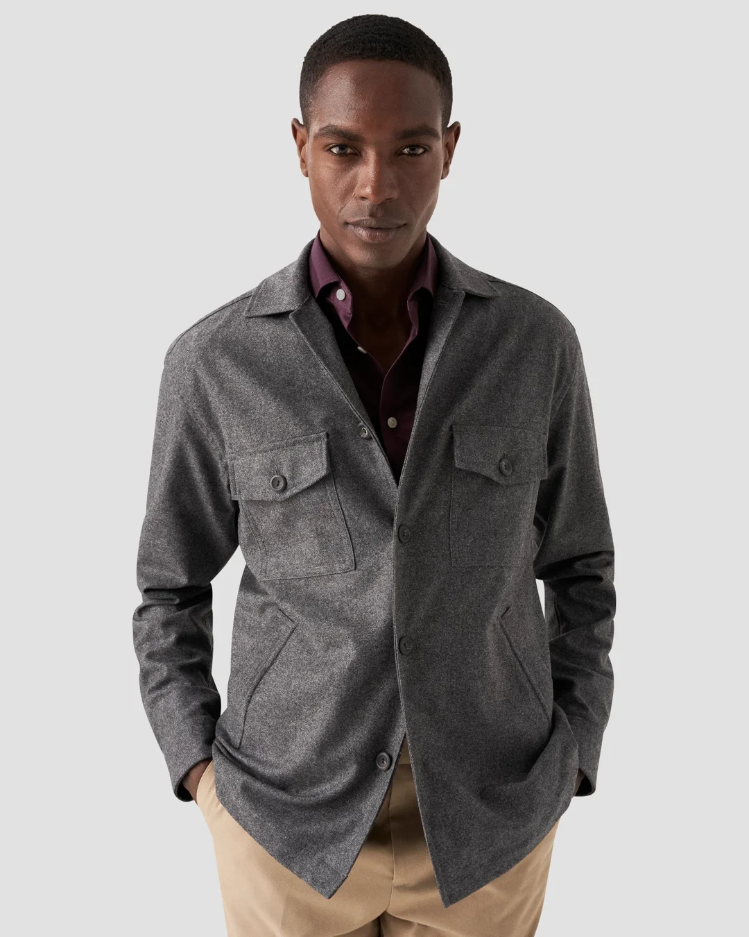 Dark Purple Filo di Scozia Knitted Shirt - Eton Dark Purple Filo di Scozia Knitted Shirt - Eton