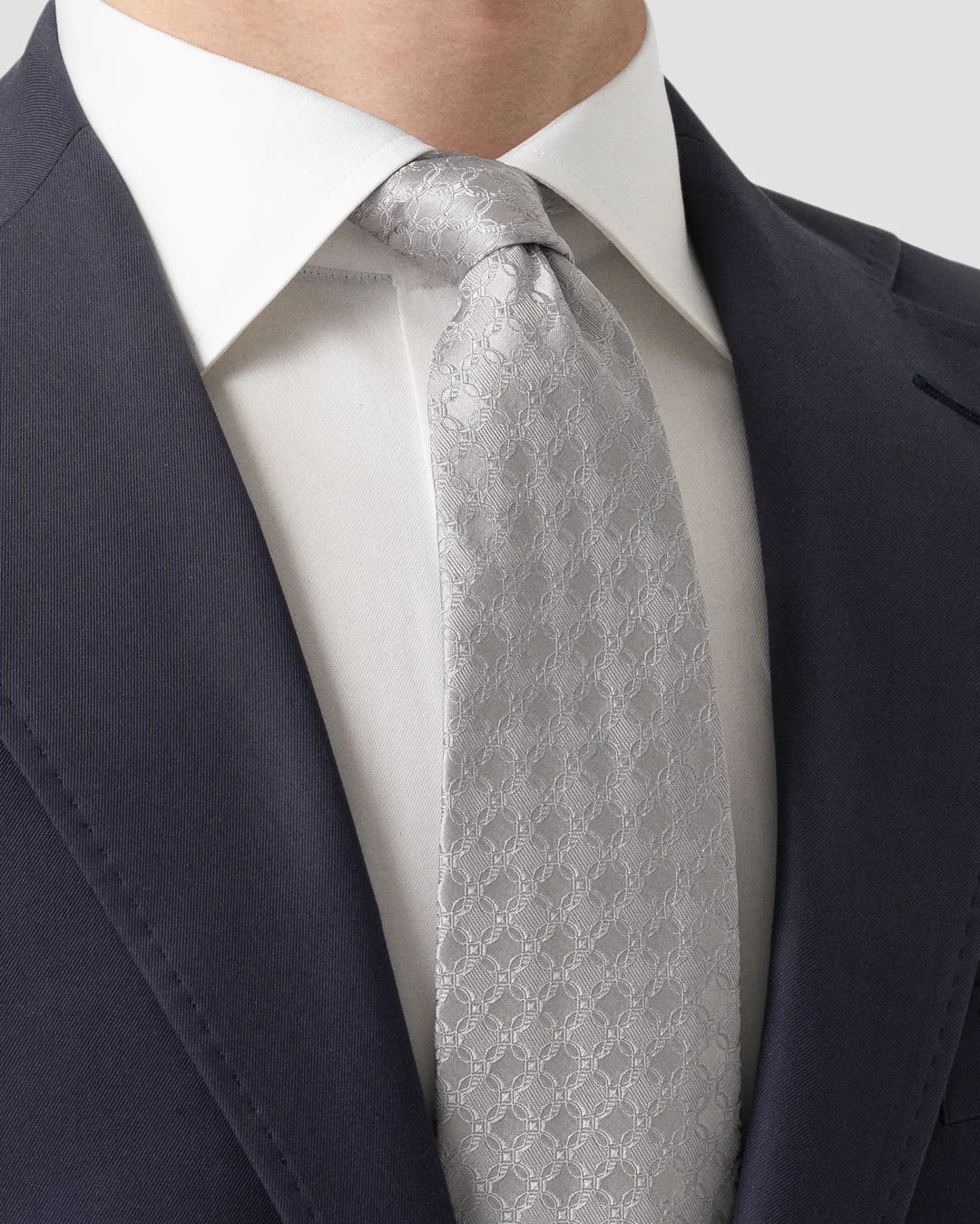grey tie dress Light Geometric Print Silk V Back Design