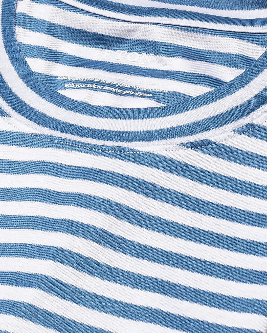 White & Blue Striped Filo di Scozia T-Shirt - Eton