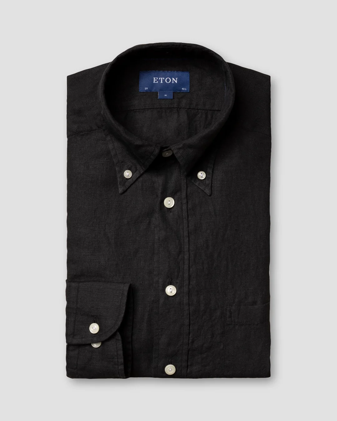 Black button down linen shirt Eton