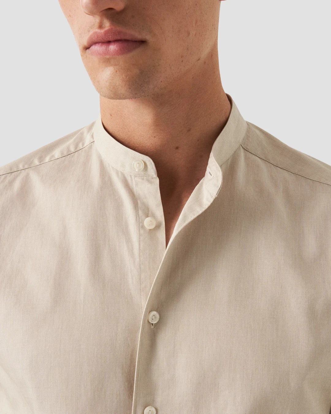 beige-solid-twill-band-collar-