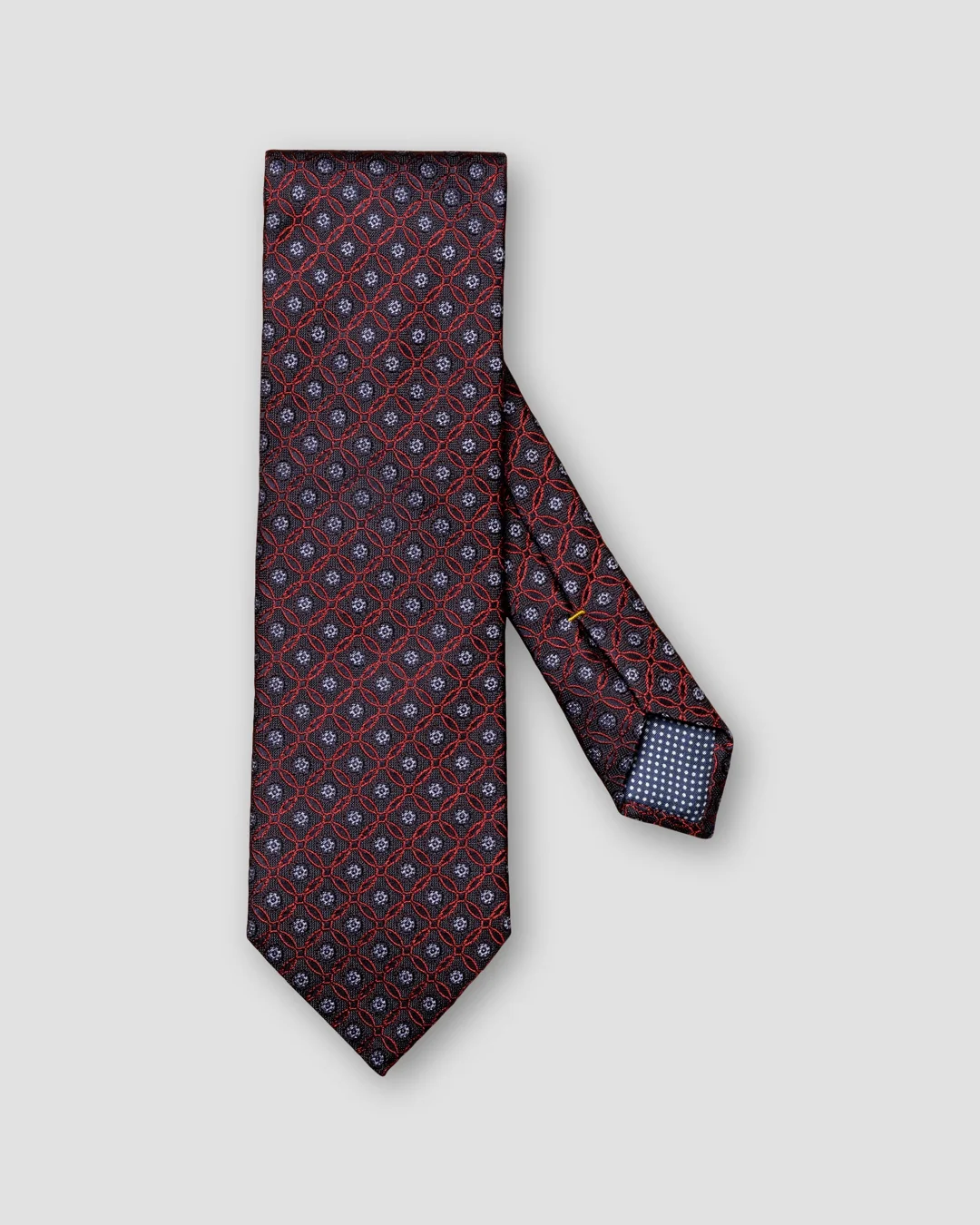 Navy Medallion Print Silk Tie - Eton