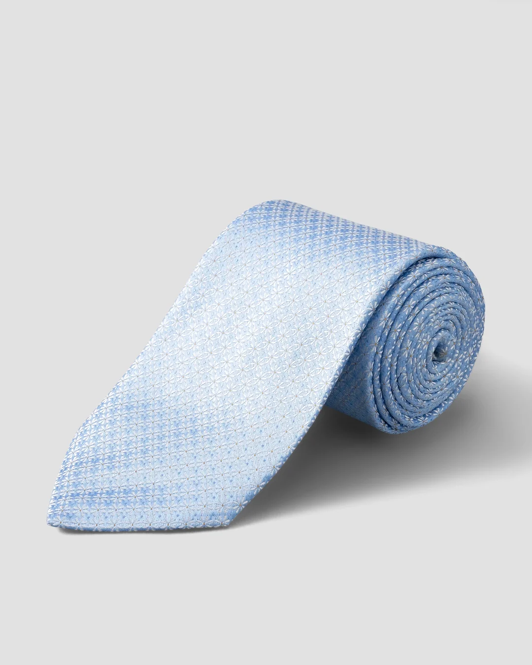 Light Blue Floral Print Silk Tie - Eton