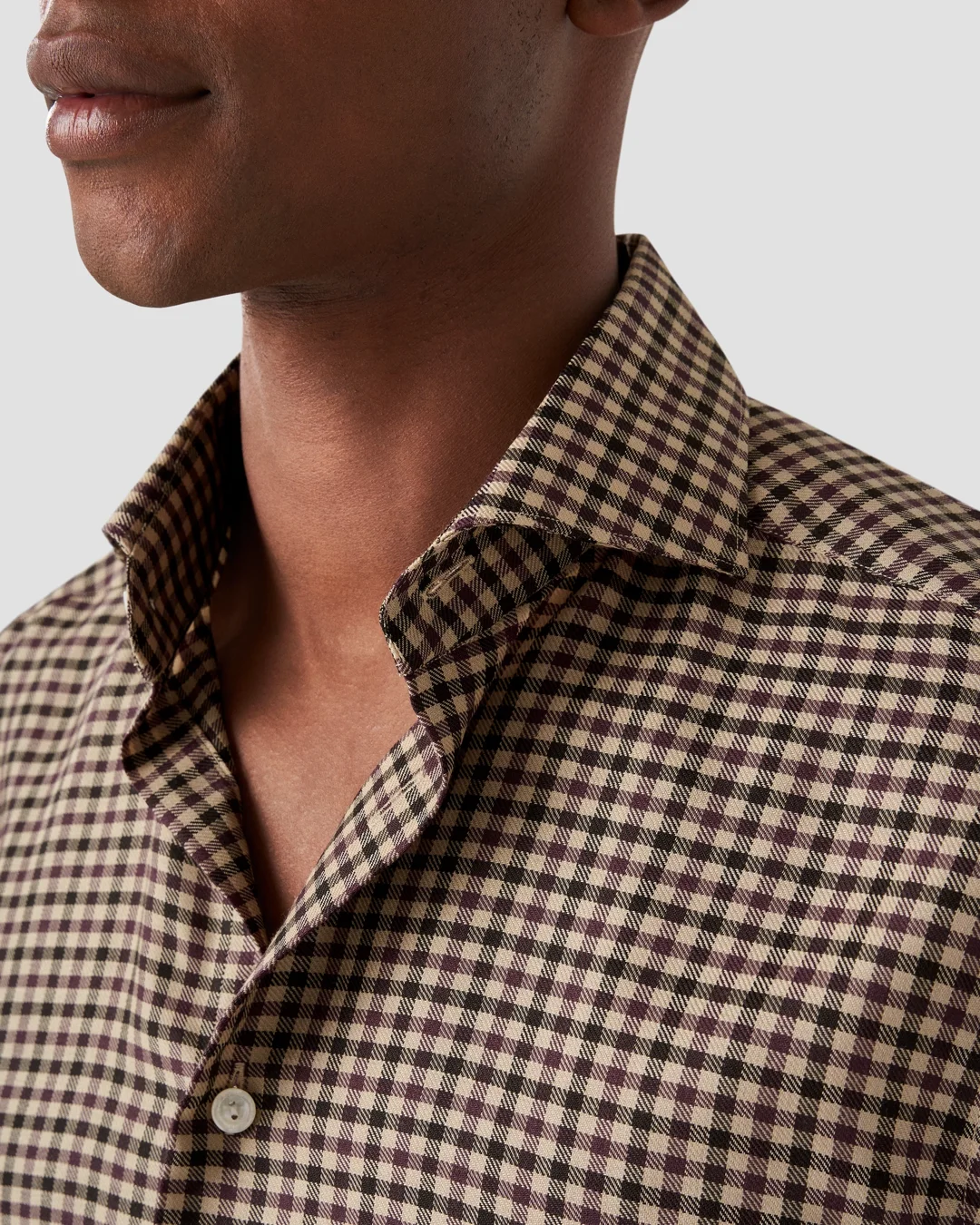 Brown Checked Merino Wool Shirt