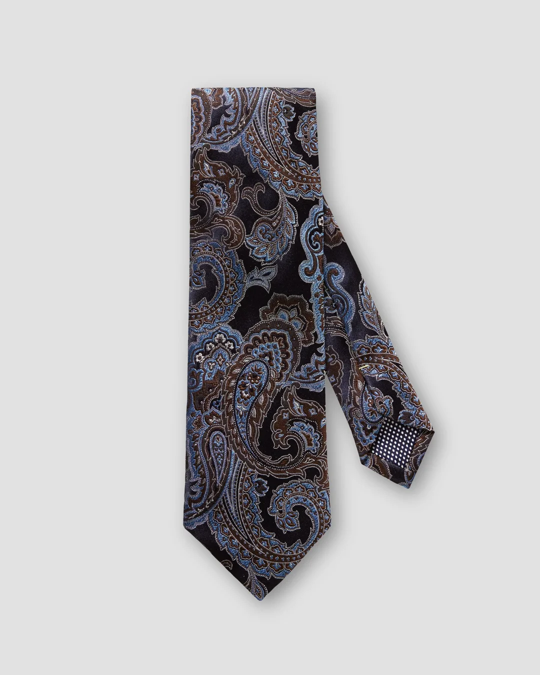 Dark Blue Jacquard Paisley Tie - Eton