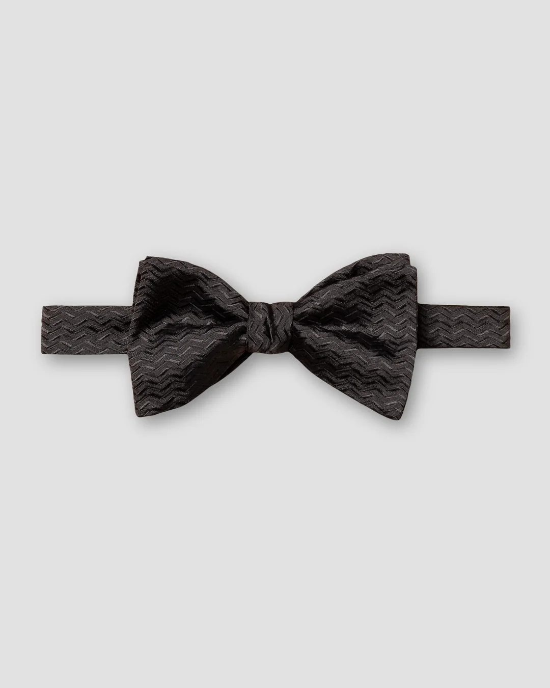 Black Geometric Silk Bow Tie — Self Tied - Eton