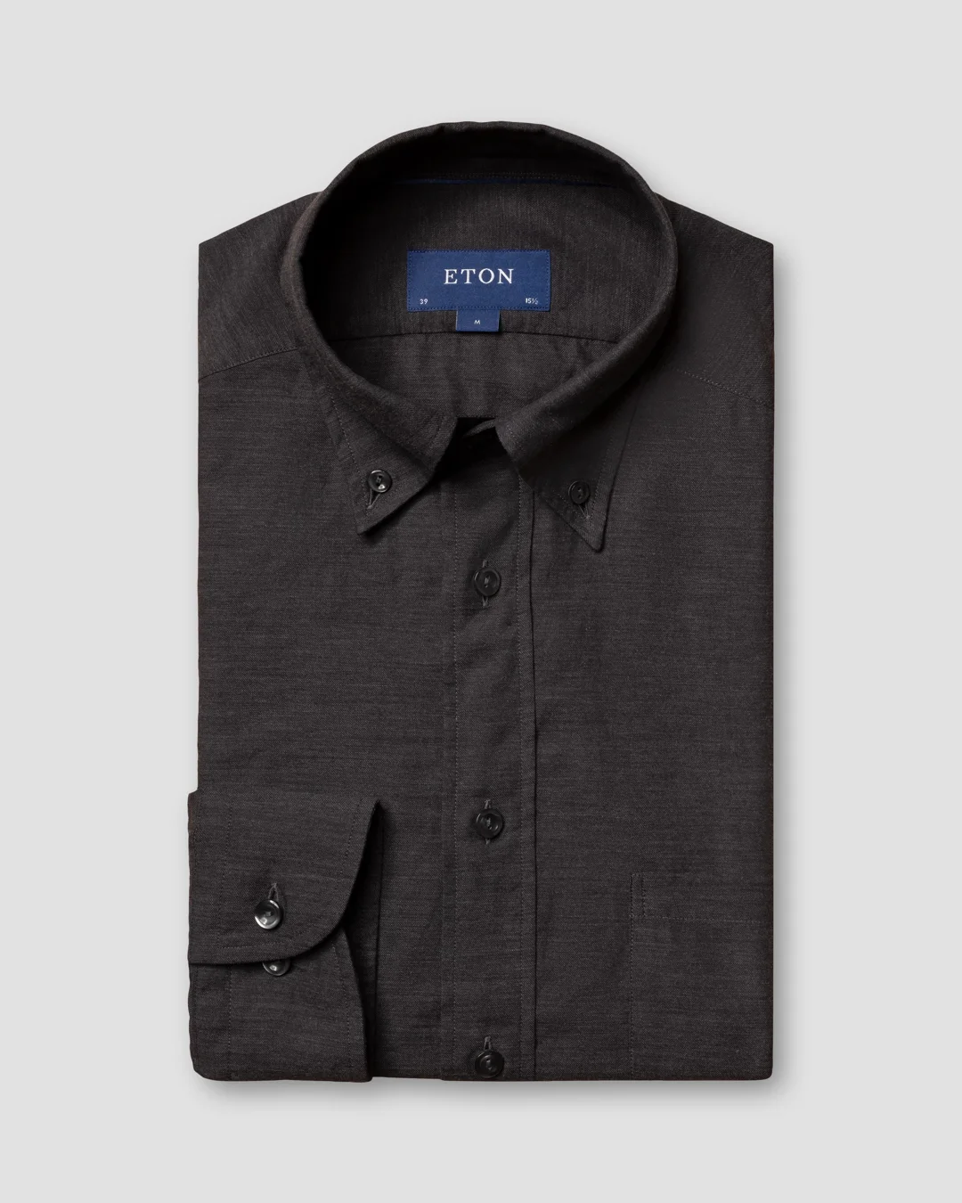 Black Lightweight Flannel Shirt Eton