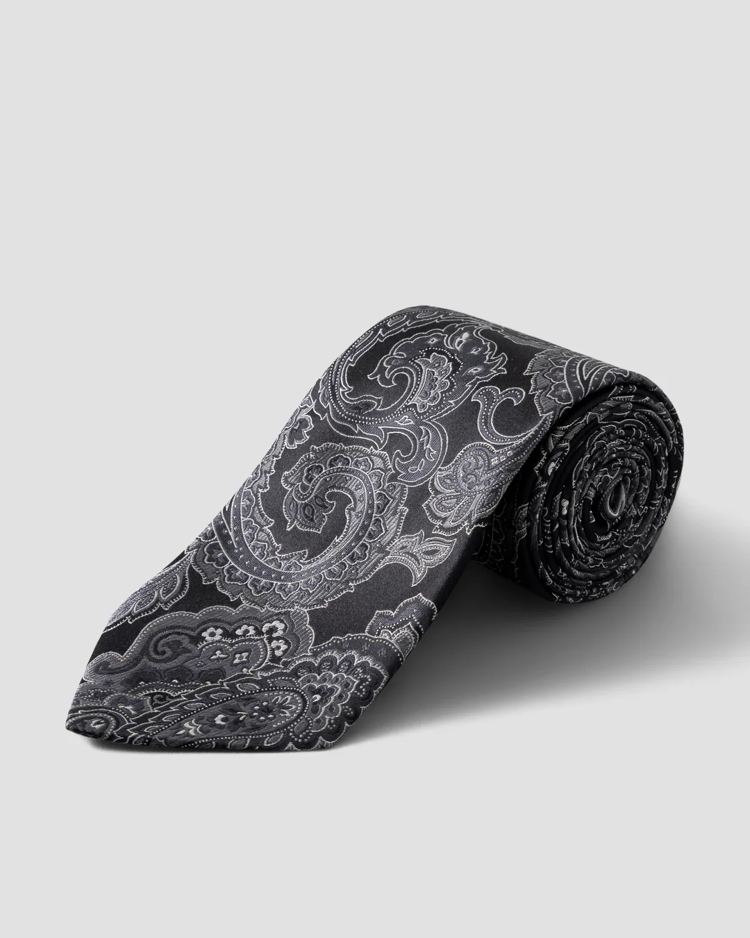 ブラック ジャカード織り ペイズリー柄 ネクタイ - Eton