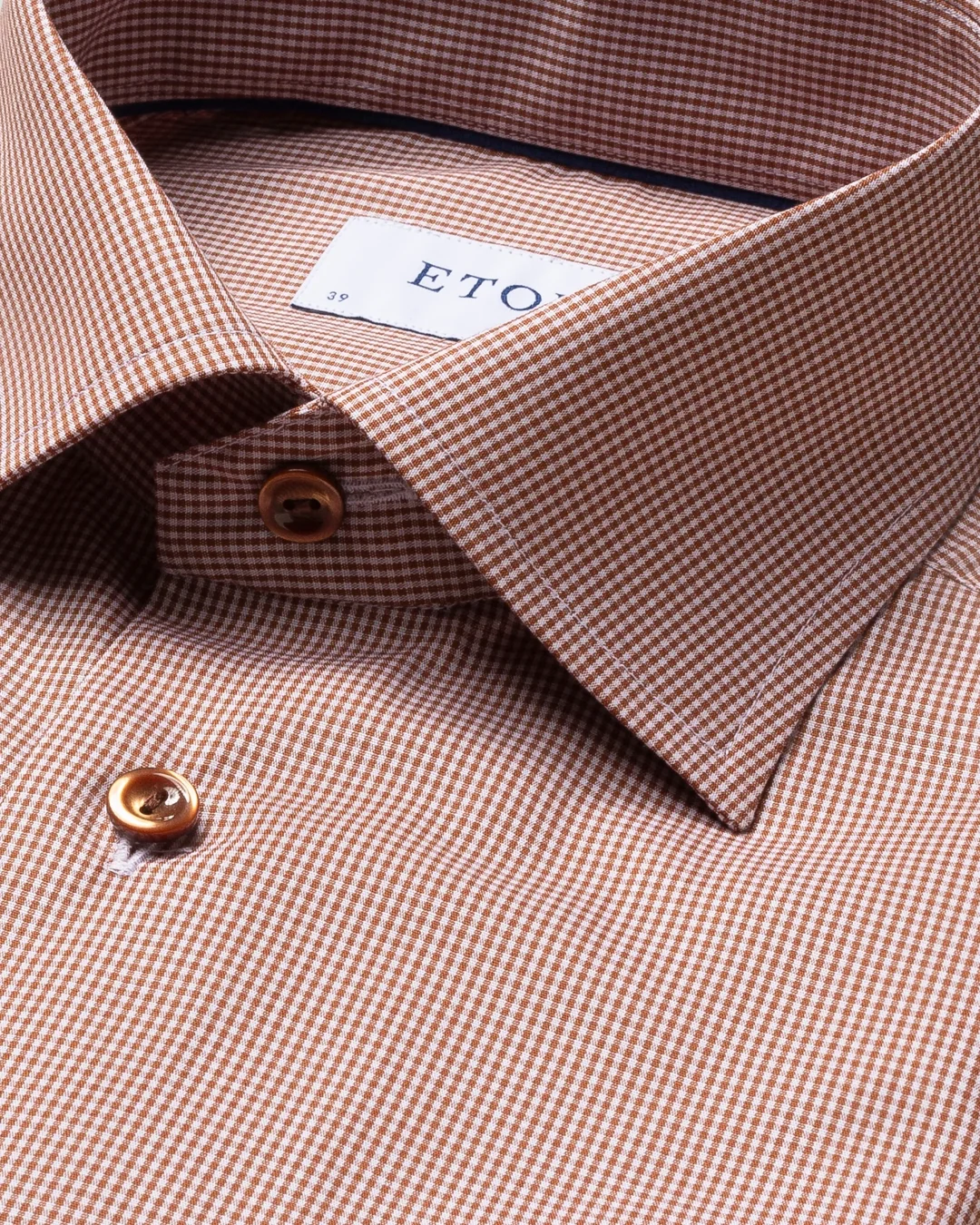 Brown Gingham Poplin Shirt - Eton