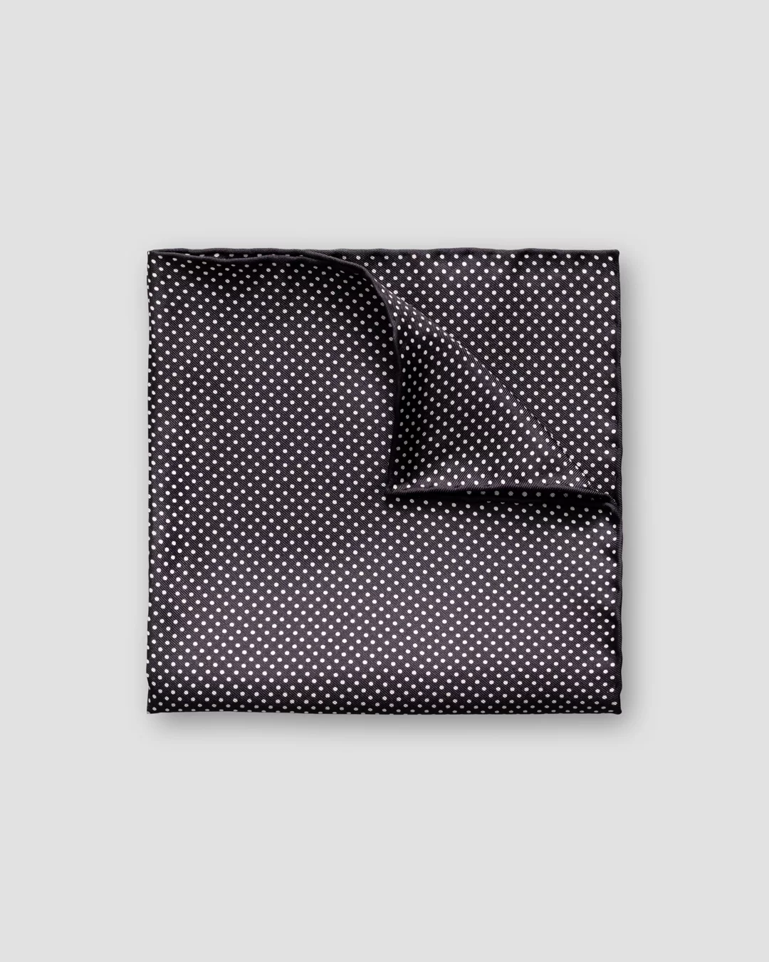 ブラック ポルカドット柄 シルク ポケットチーフ - Eton