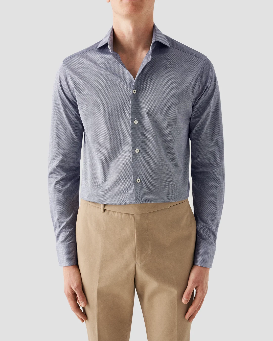 Navy Filo di Scozia Knitted Shirt - Eton