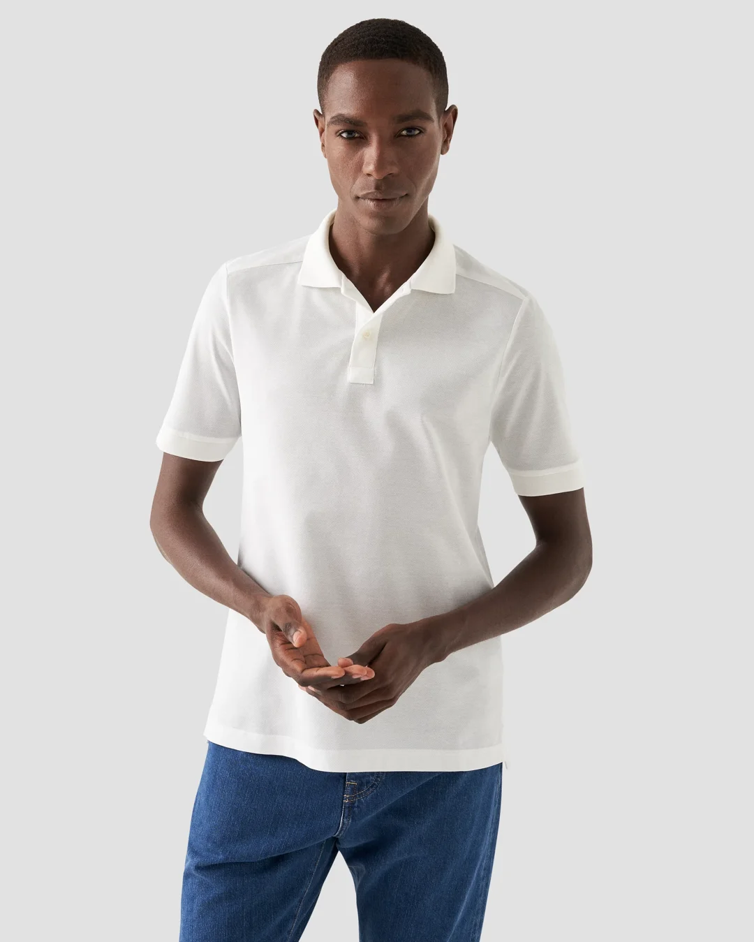 White Filo di Scozia Piqué Polo Shirt - Short Sleeve - Eton