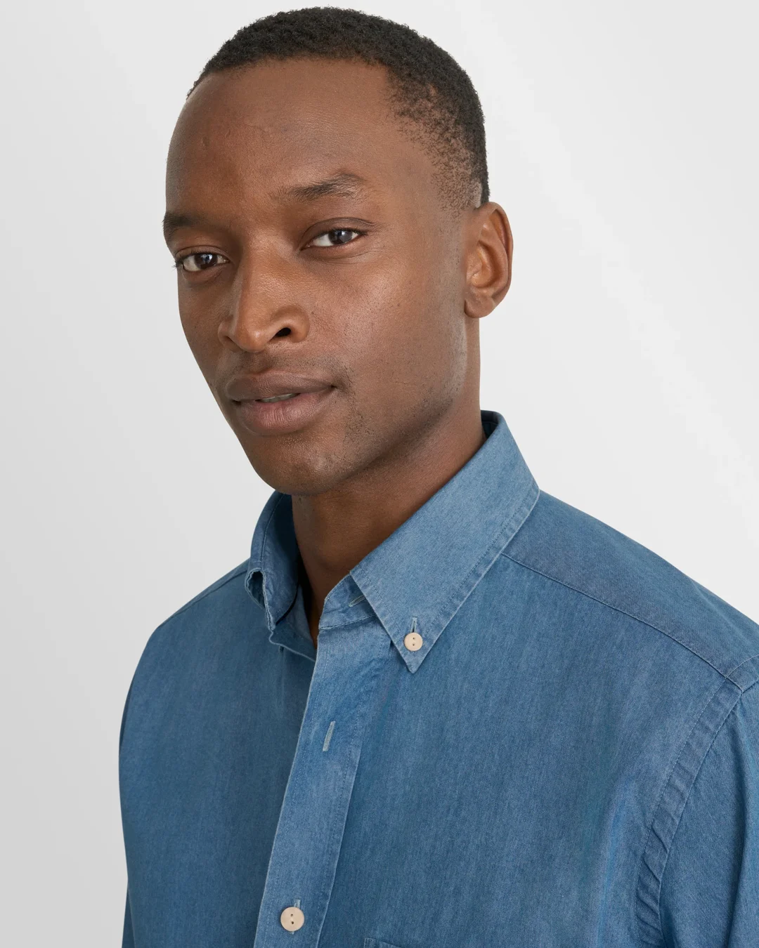 denim dress shirt Proper Cloth Men's Albiate Light Wash Indigo Perfect for your weekend wardrobe Abilene Long Sleeve Denim Shirt