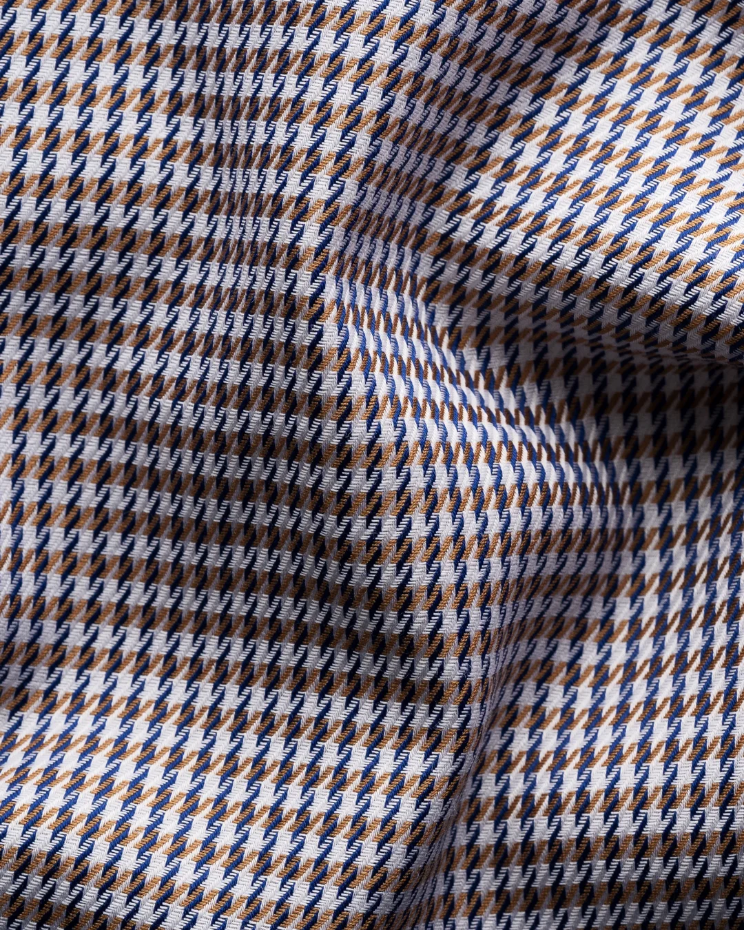 Brown Houndstooth Print Signature Twill Shirt - Eton