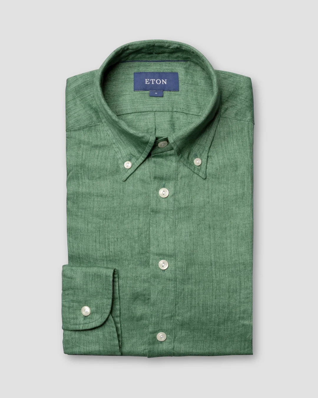 Green luxe linen popover shirt - Eton