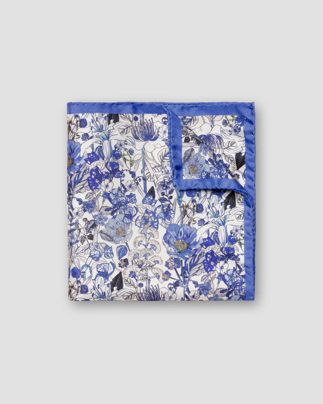 Blue Floral Silk Pocket Square Eton
