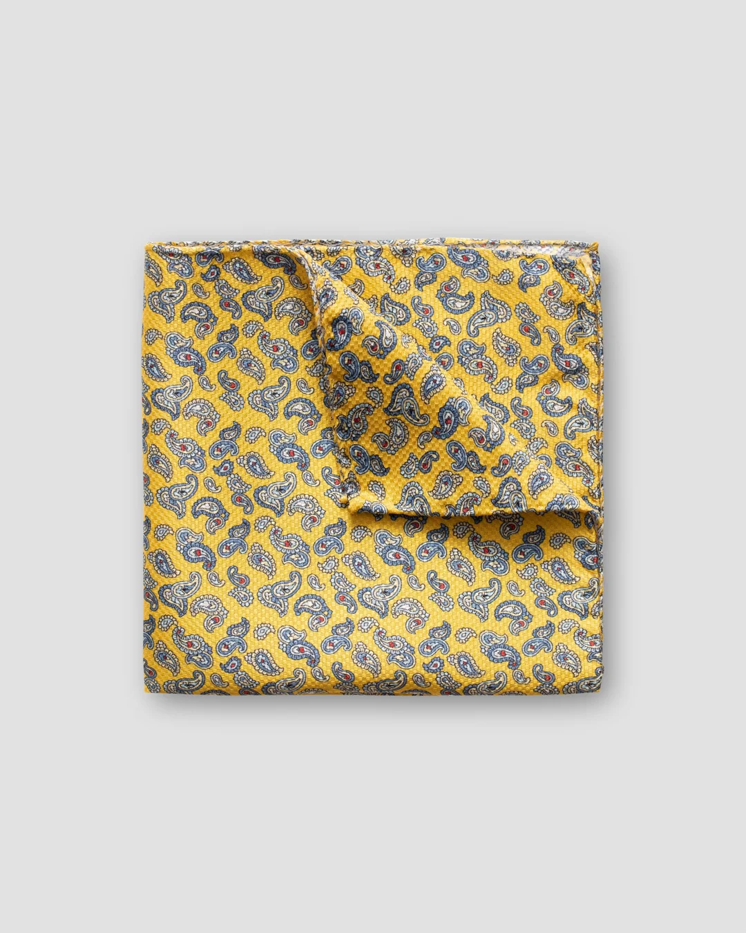 Yellow mini paisley pocket square Eton